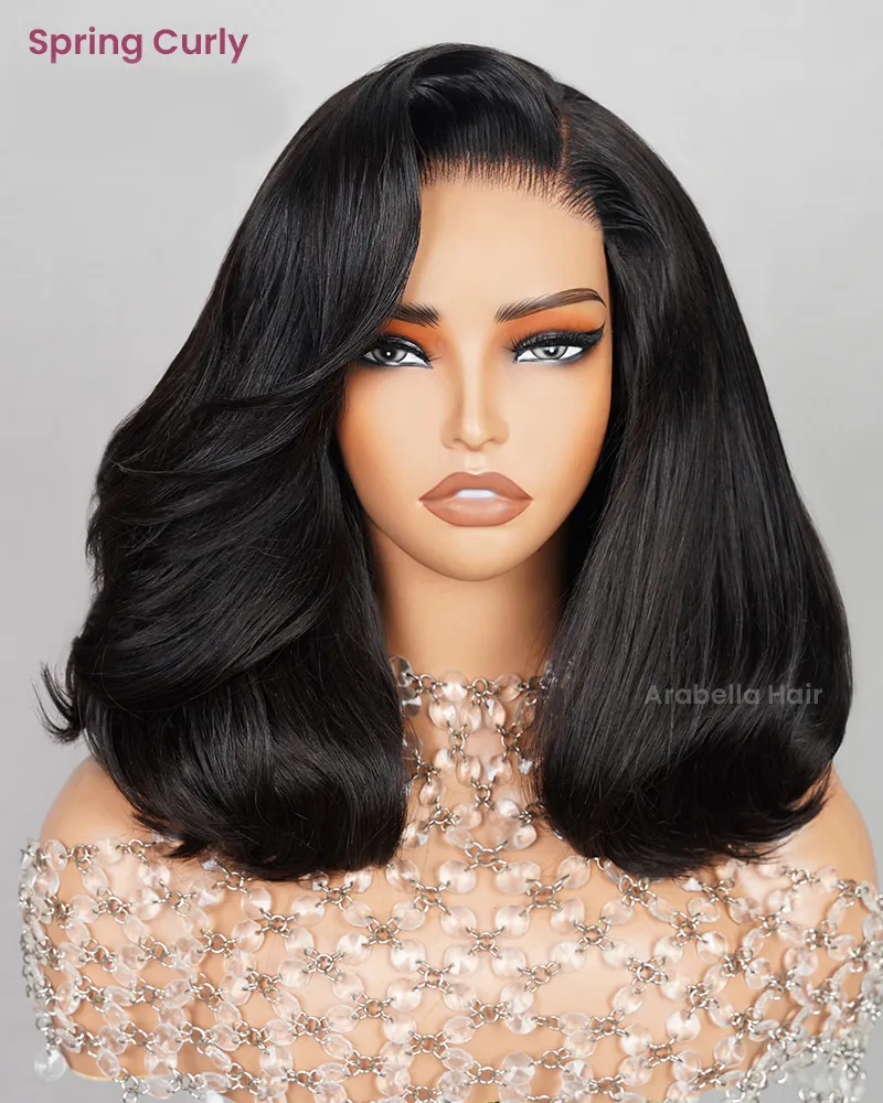 12" 6x5 Pre-Cut Lace Curly Bob Wig   12" 6-Inch Deep Lace Straight Bob Wig