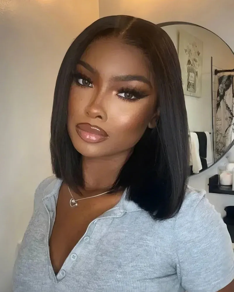12" 6x5 Pre-Cut Lace Curly Bob Wig   12" 6-Inch Deep Lace Straight Bob Wig