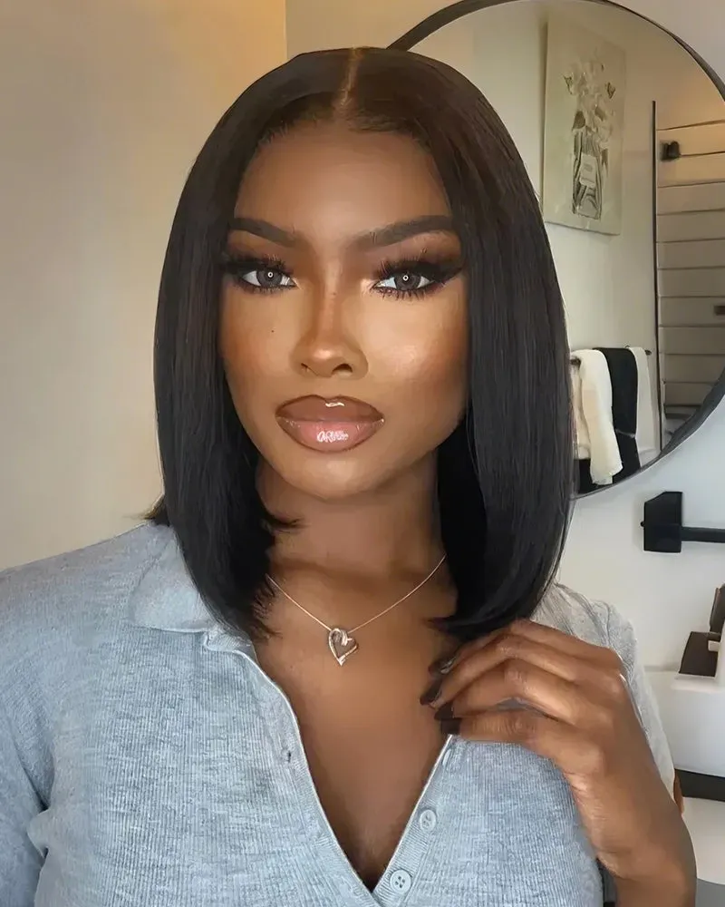 12" 6x5 Pre-Cut Lace Curly Bob Wig   12" 6-Inch Deep Lace Straight Bob Wig