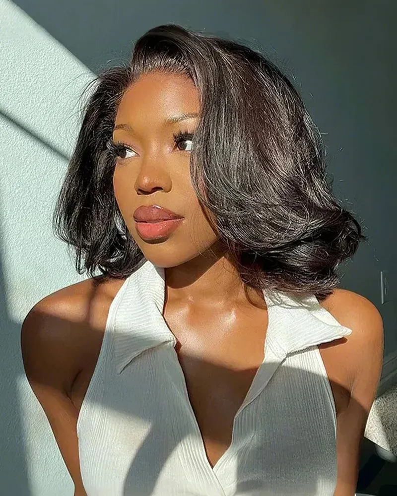 12" 6x5 Pre-Cut Lace Curly Bob Wig   12" 6-Inch Deep Lace Straight Bob Wig