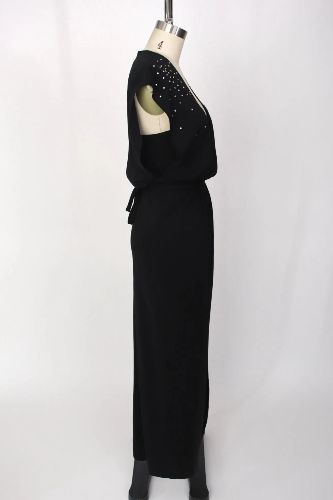 1970s Rhinestone Jersey Dress
