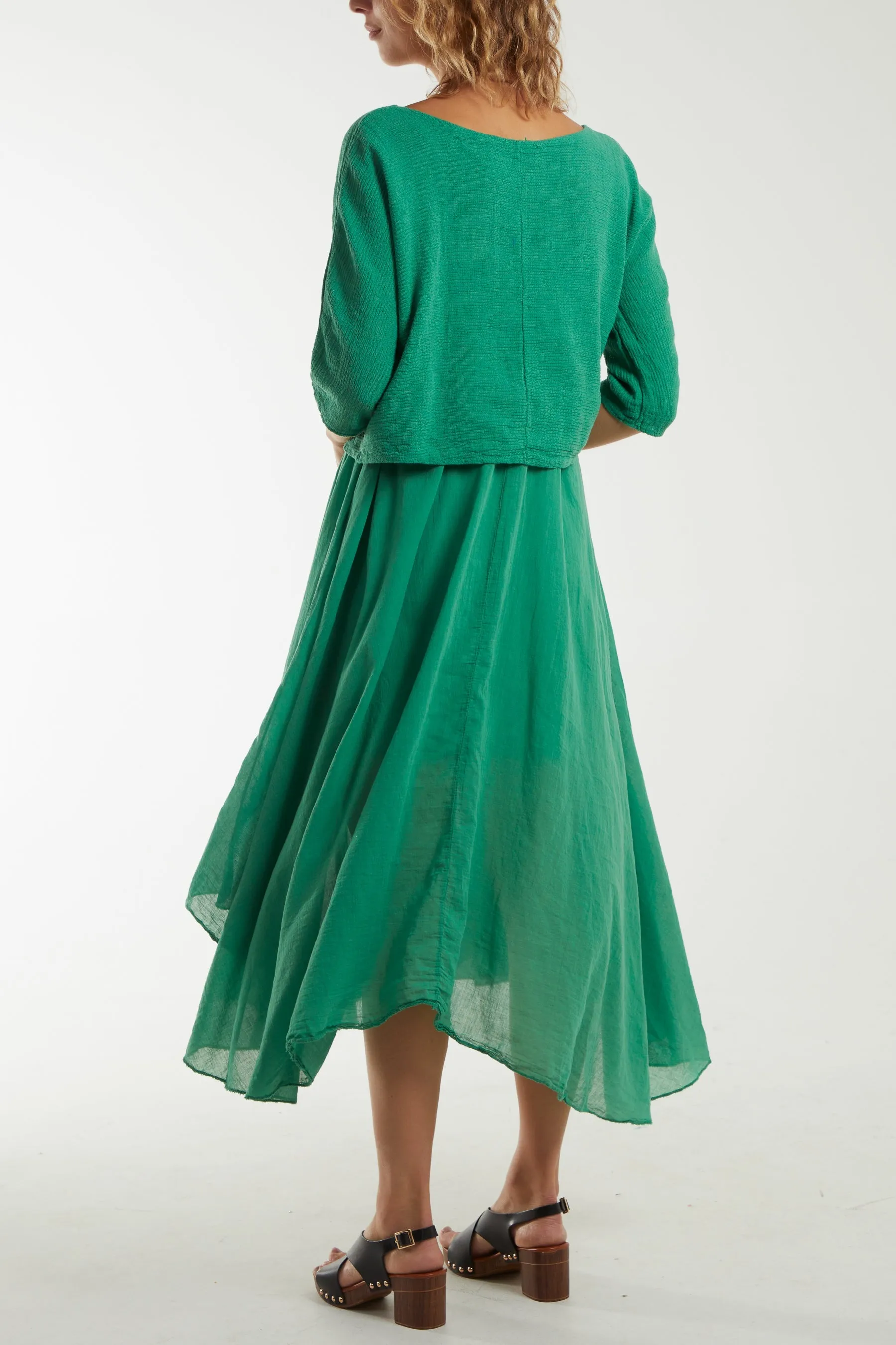 2 In 1 Crop Top & Cami Linen Dress