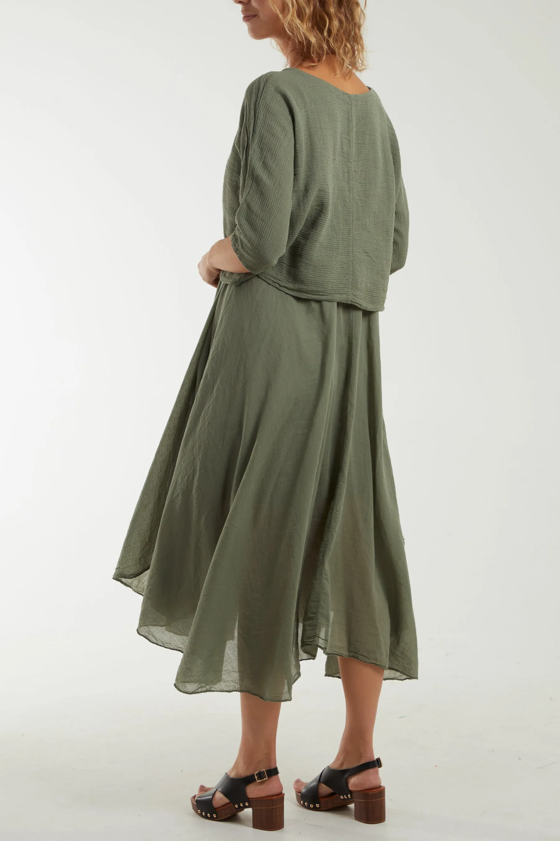 2 In 1 Crop Top & Cami Linen Dress