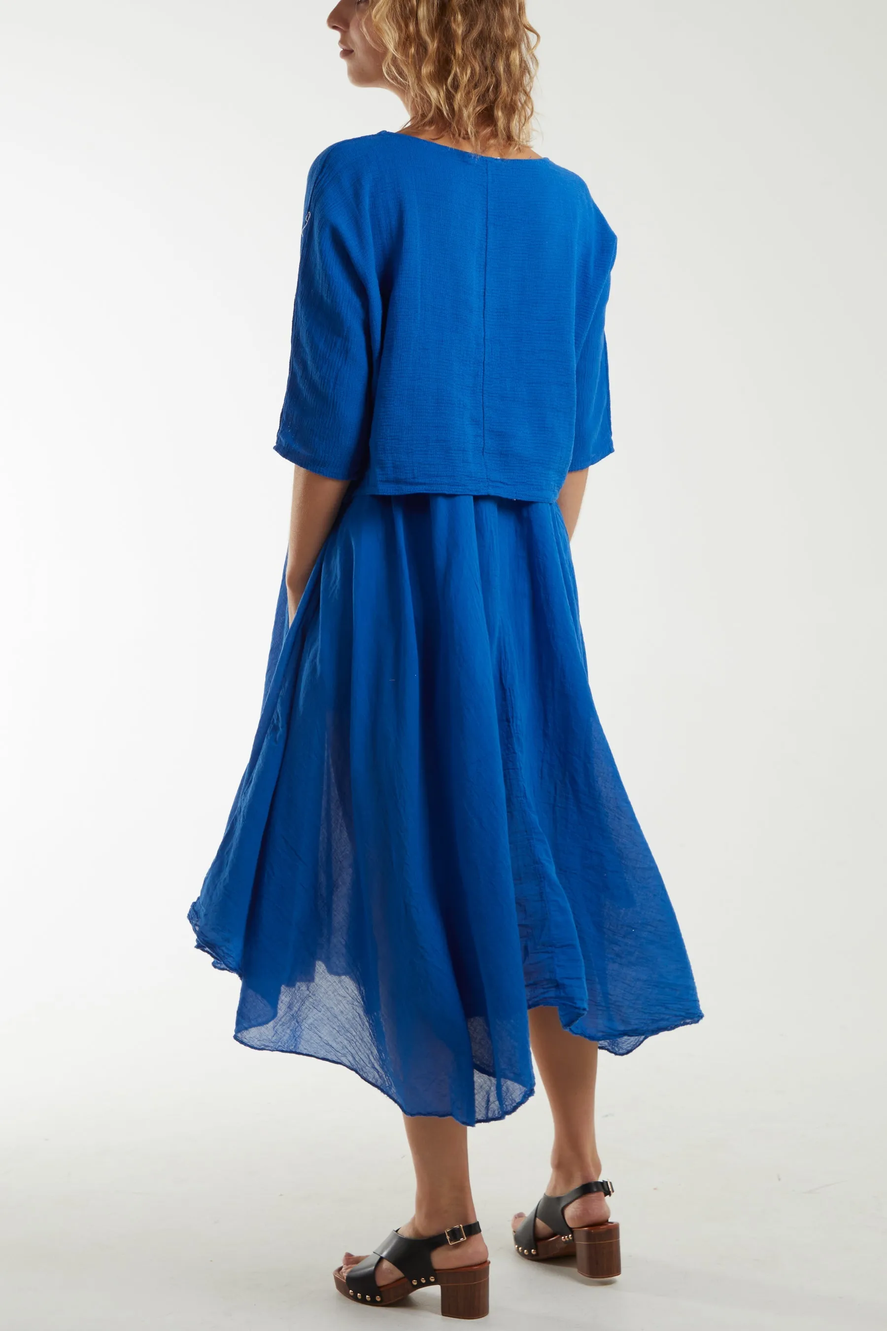 2 In 1 Crop Top & Cami Linen Dress