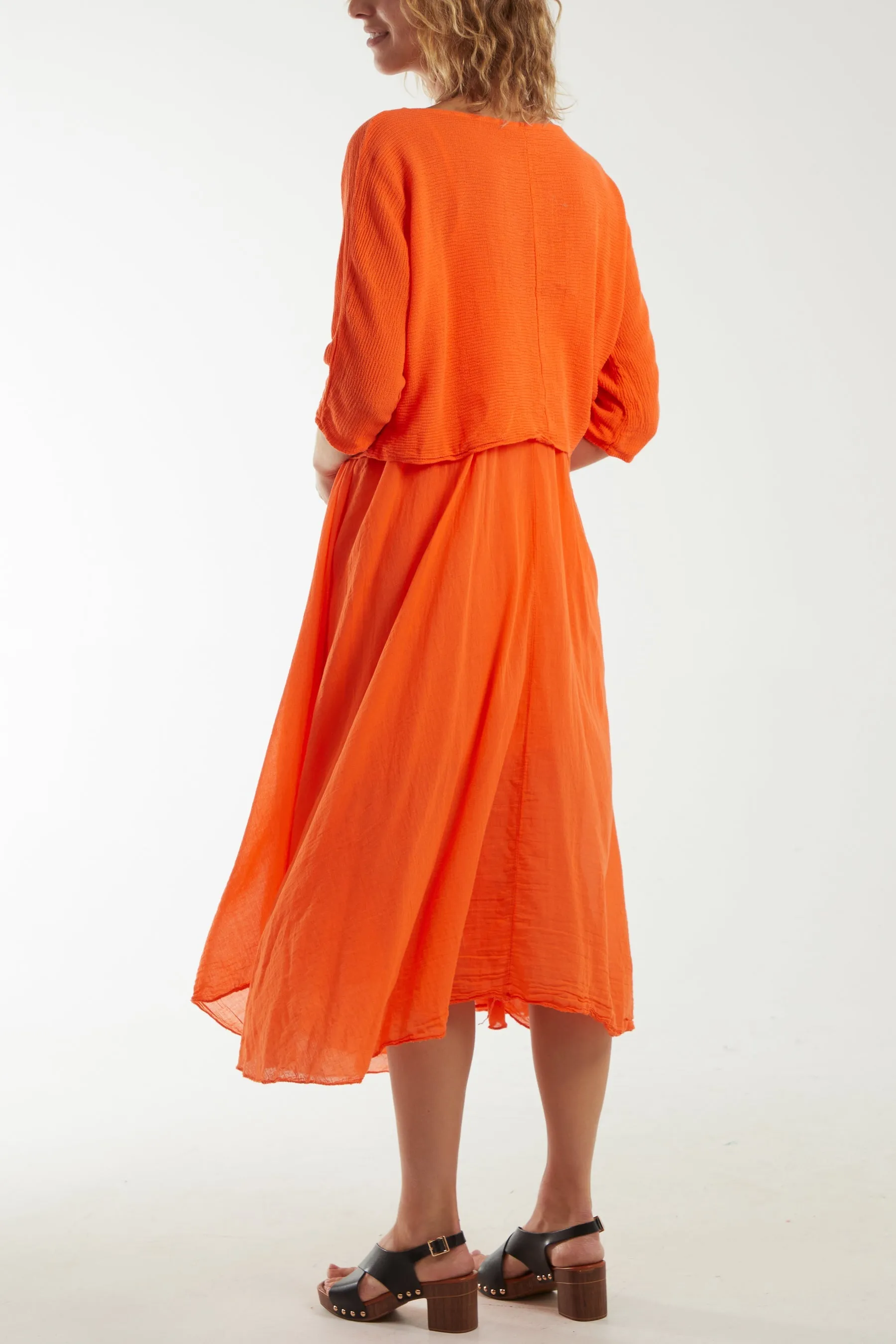 2 In 1 Crop Top & Cami Linen Dress