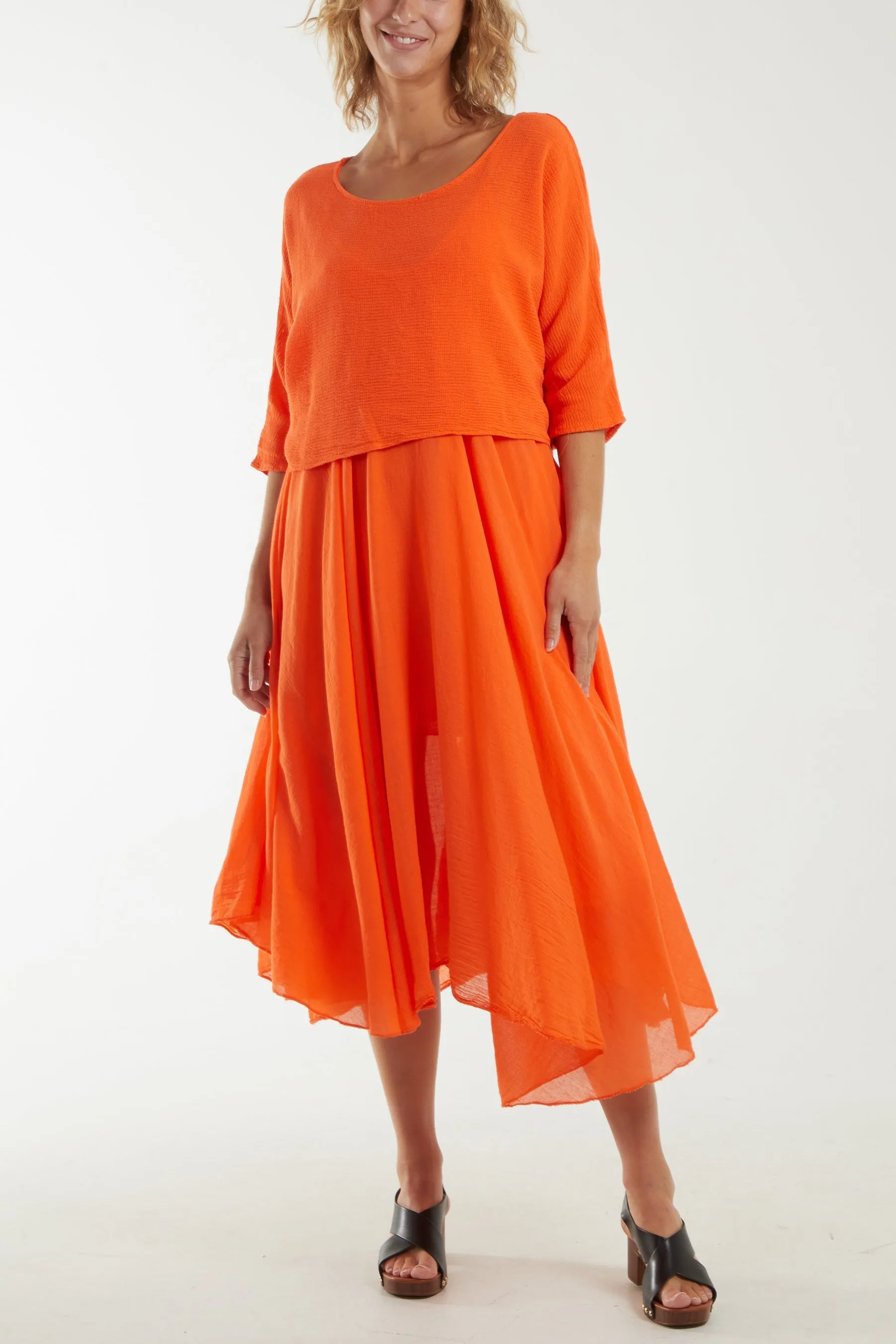 2 In 1 Crop Top & Cami Linen Dress