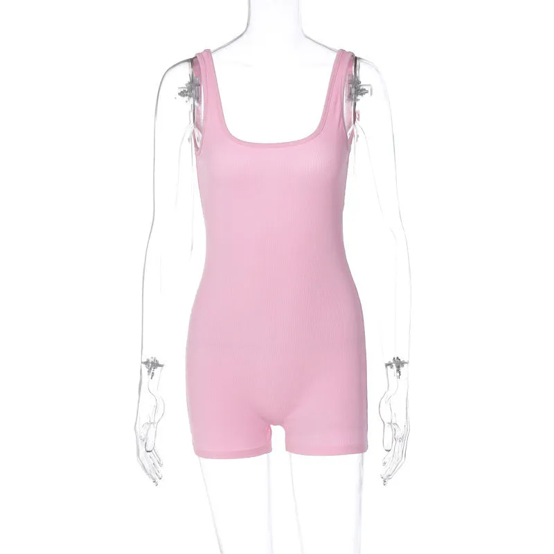 2023Summer Women's New Collection European and American Style SleevelessUCollar Backless Sports Fitness Slim Fit Slimming Yoga Jumpsuit