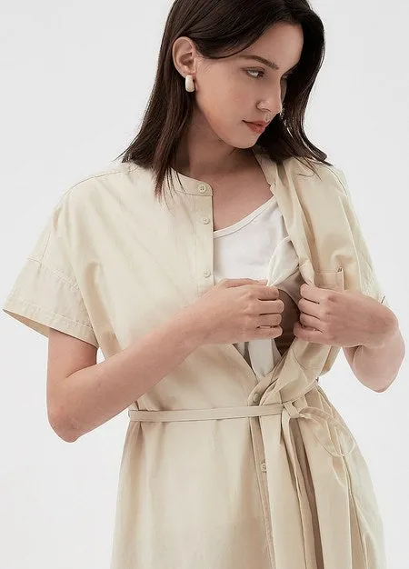 241003C1 Cotton Maternity & Nursing Shirt Dress