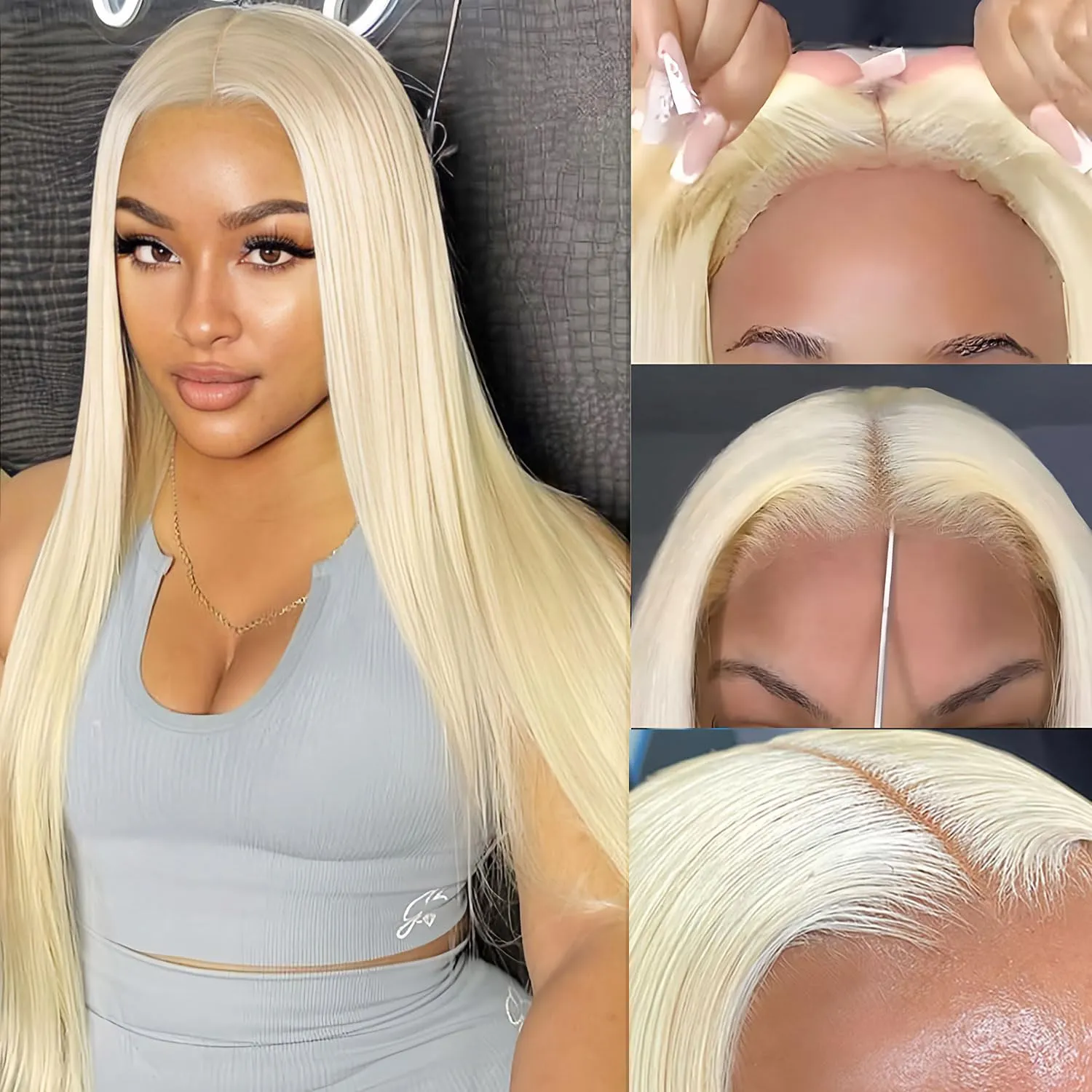 5x5 Lace #613 Blonde Glueless Closure Straight Human Hair Dyeable Color
