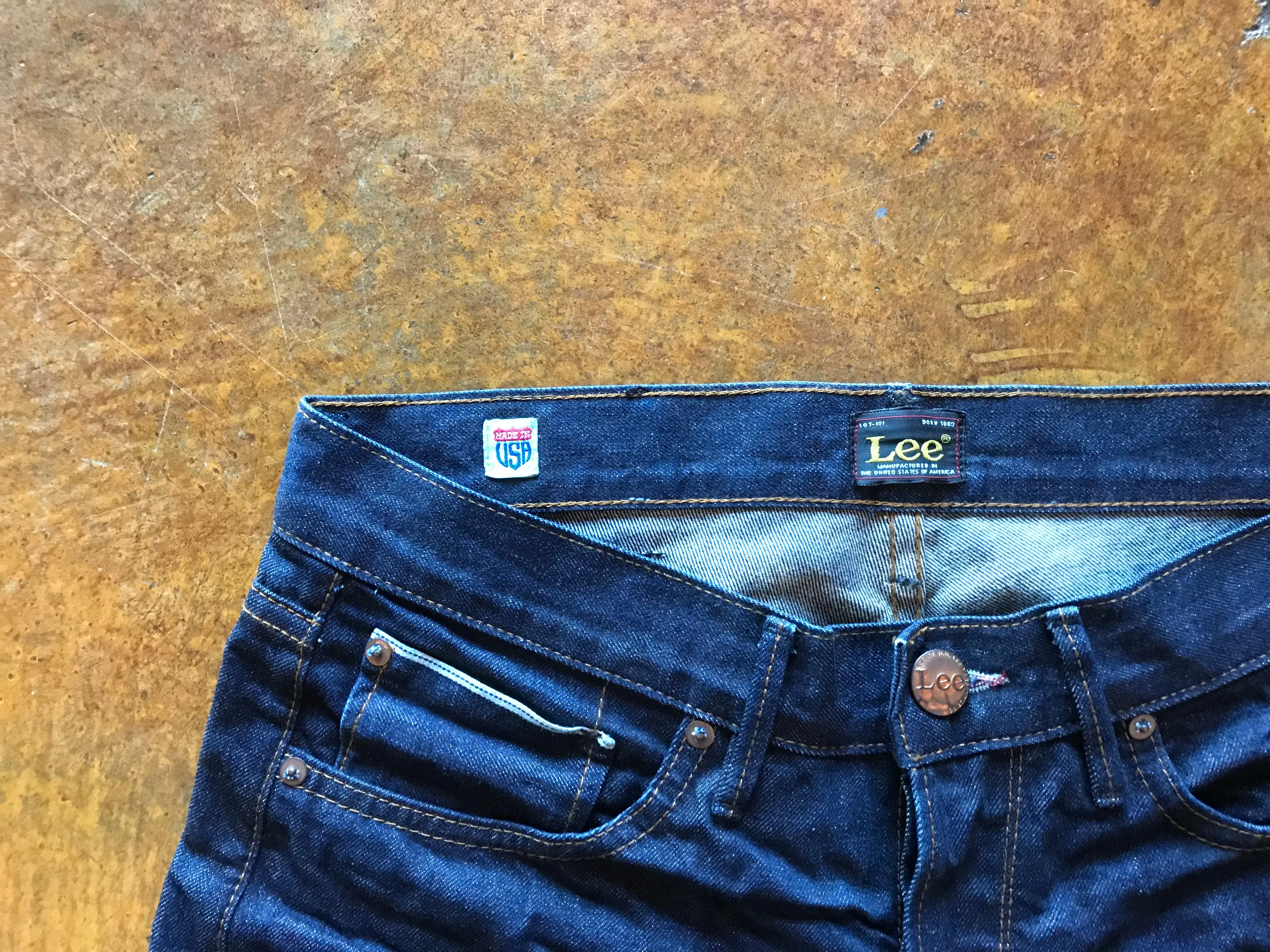 7B10202 Lee 101 USA Slim Narrow KC Wet 1942 Relic