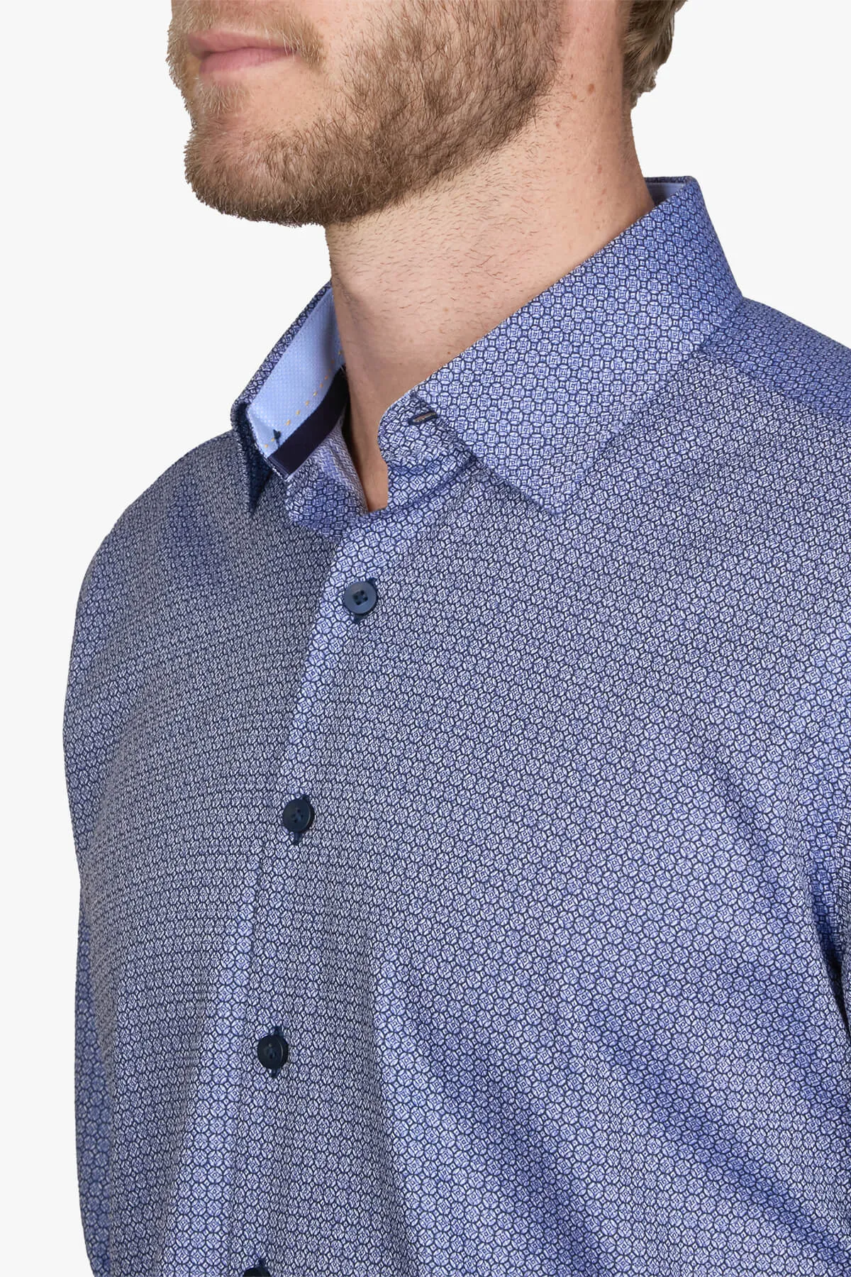 Abelard | Circle-Work Herringbone Print Slim Fit Casual Shirt