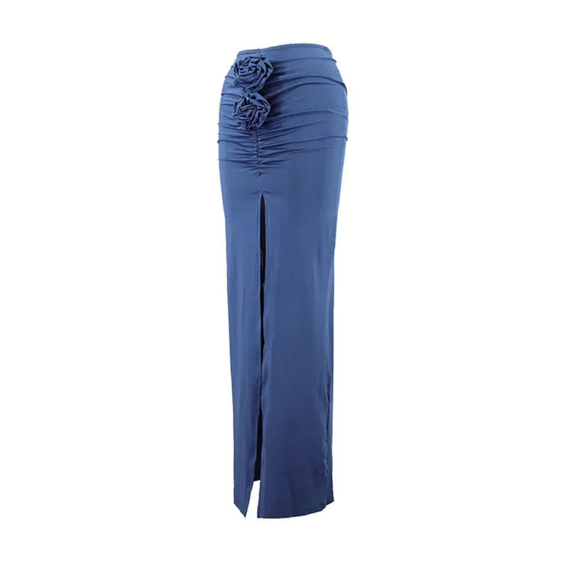 ADVBRIDGE  -  New Summer Fashion Women Skirt Streetwear Solid Skirts Appliques Sexy Split Slim Elegant Female Party Straight High Waist Skirts