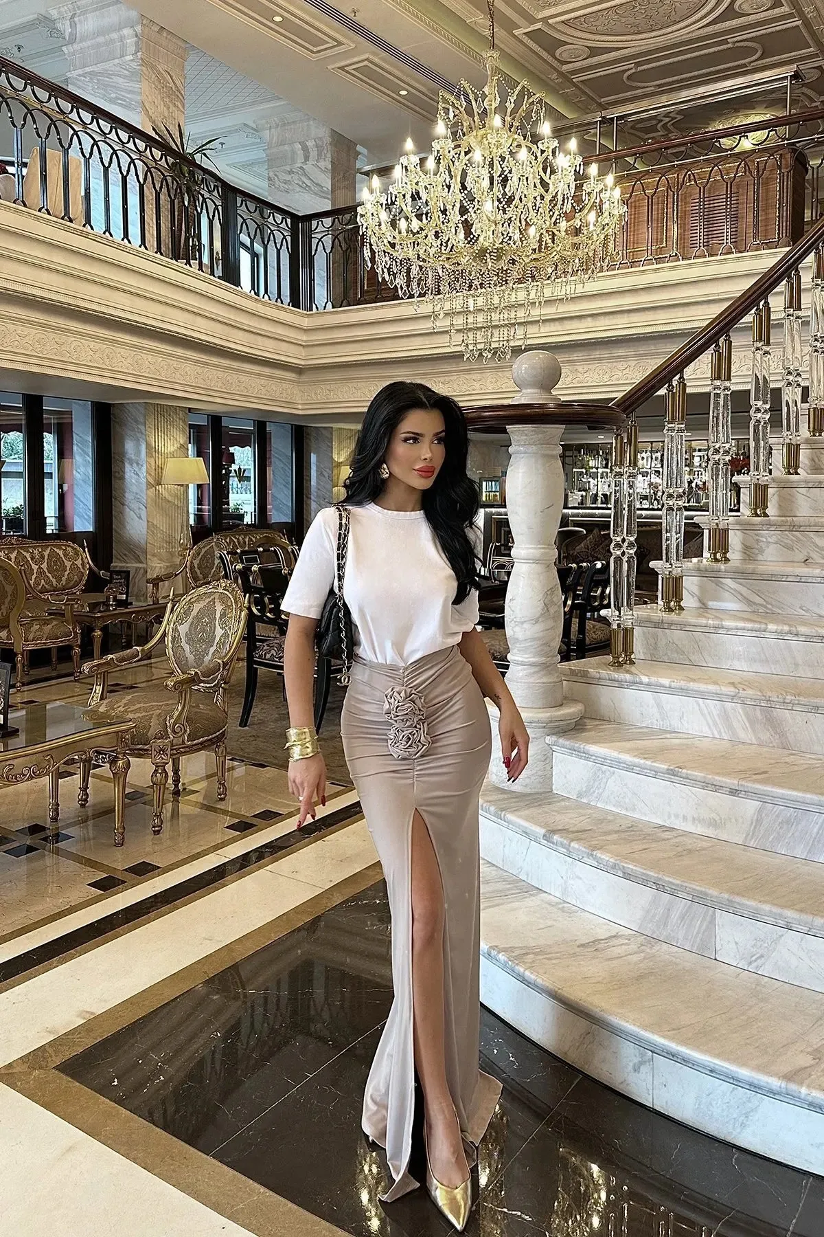 ADVBRIDGE  -  New Summer Fashion Women Skirt Streetwear Solid Skirts Appliques Sexy Split Slim Elegant Female Party Straight High Waist Skirts