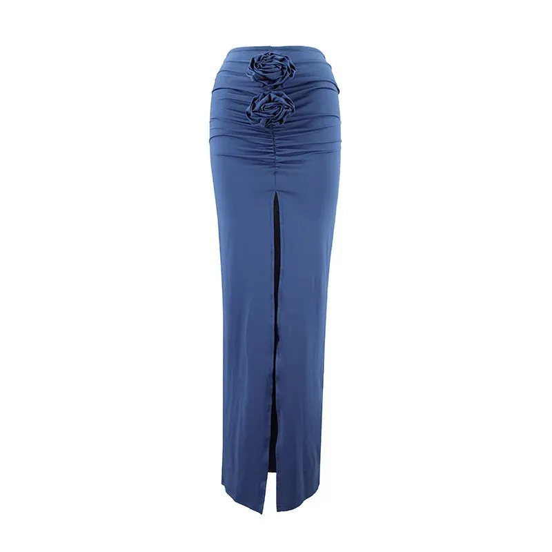 ADVBRIDGE  -  New Summer Fashion Women Skirt Streetwear Solid Skirts Appliques Sexy Split Slim Elegant Female Party Straight High Waist Skirts