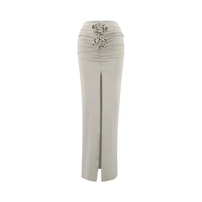 ADVBRIDGE  -  New Summer Fashion Women Skirt Streetwear Solid Skirts Appliques Sexy Split Slim Elegant Female Party Straight High Waist Skirts