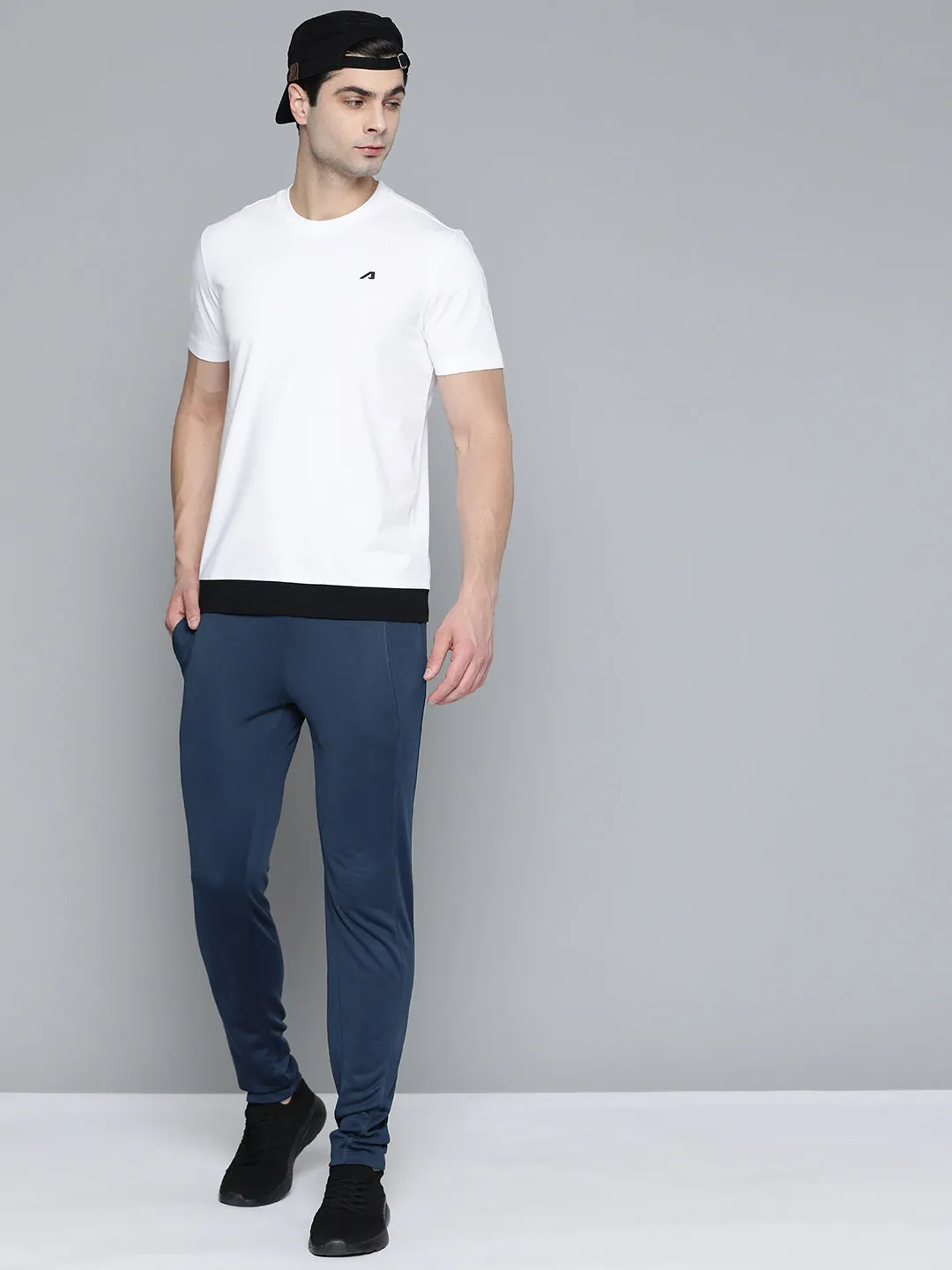 Alcis Men Navy Blue Slim Fit Solid Training Track Pants