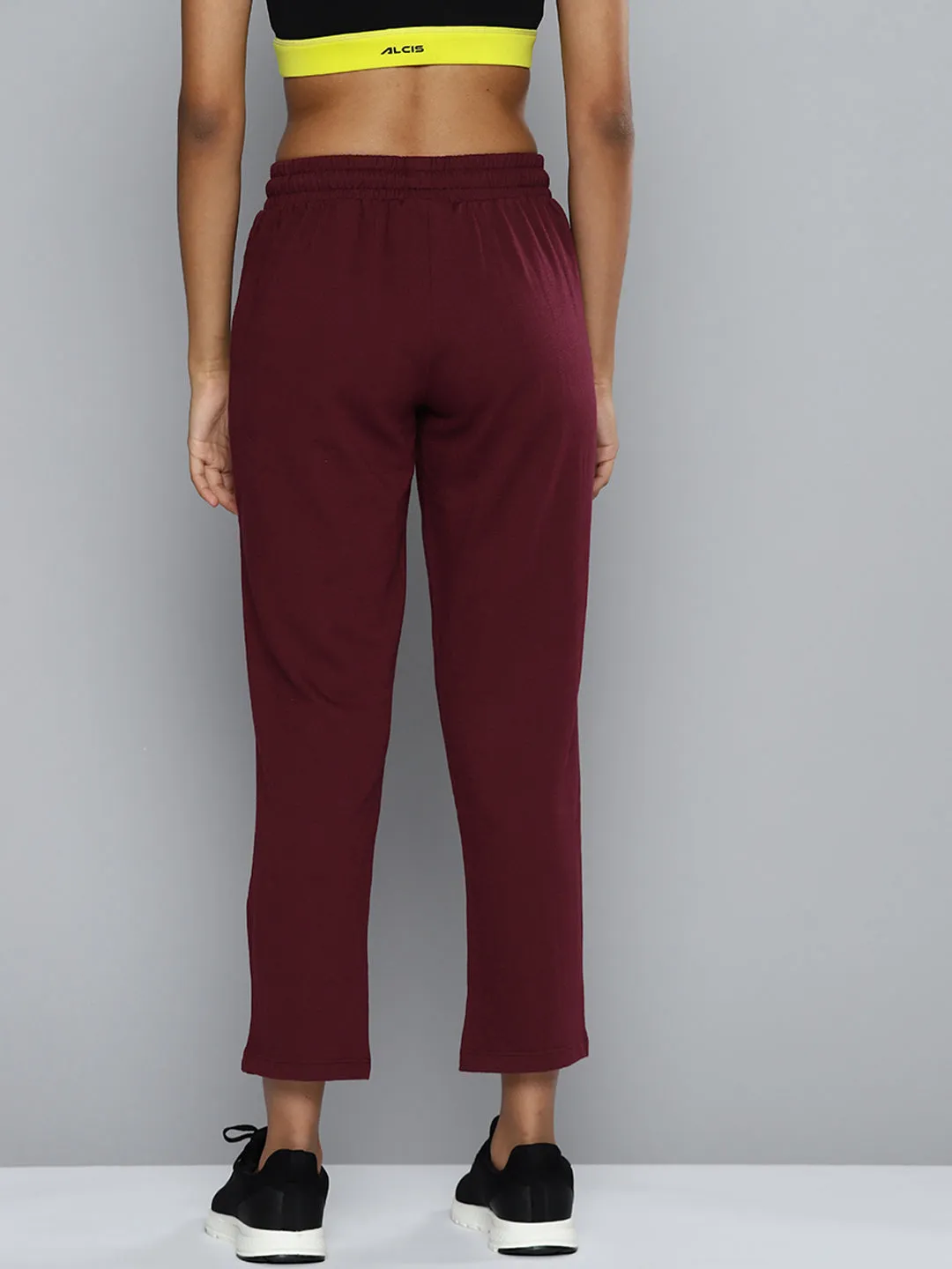 ALCIS Women Maroon Solid Track Pants
