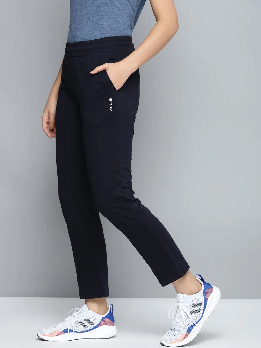 Alcis Women Navy Blue Solid Track Pants
