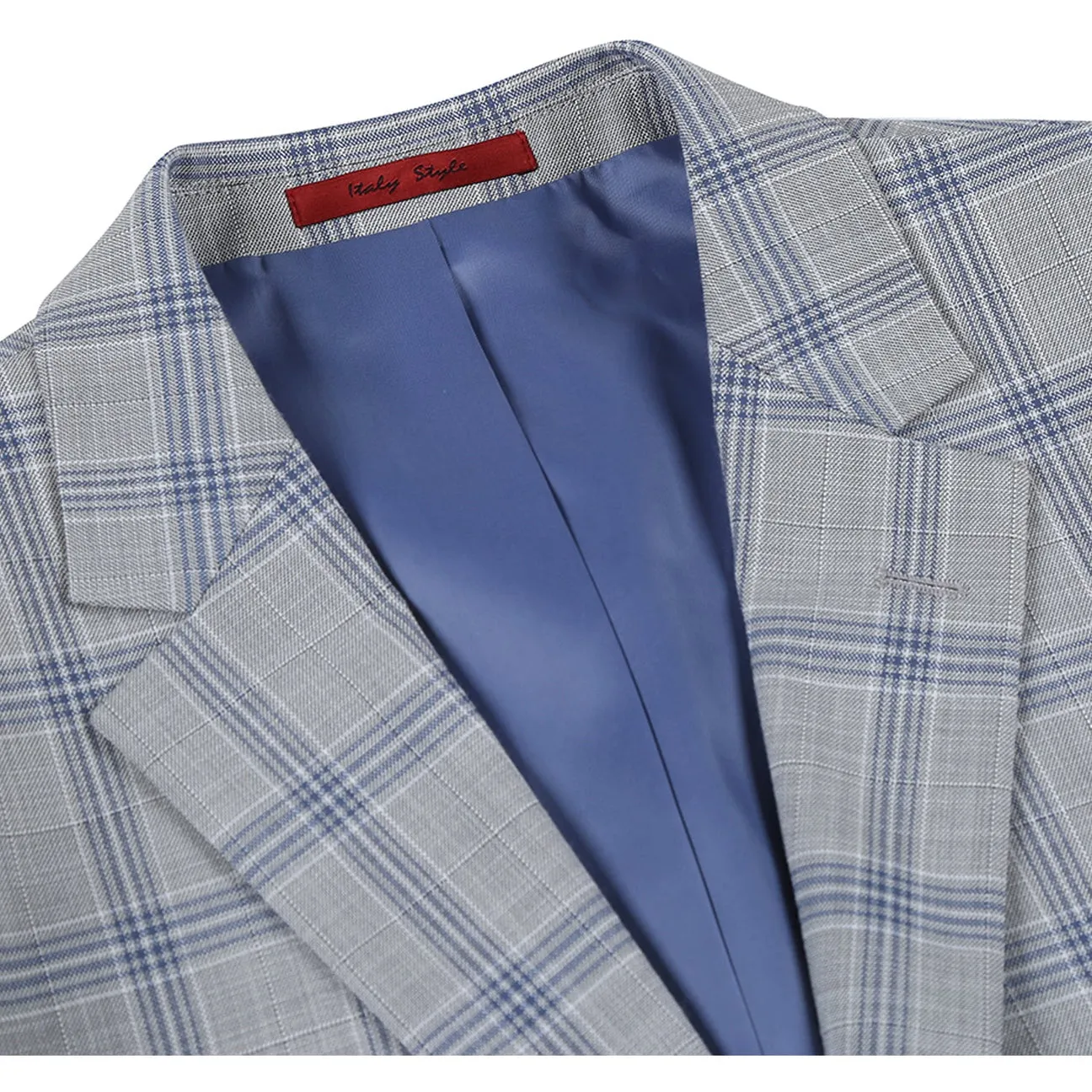 Alessandro Vitello by Renoir  Light Gray Slim Fit Notch Lapels Check Suit 293-15