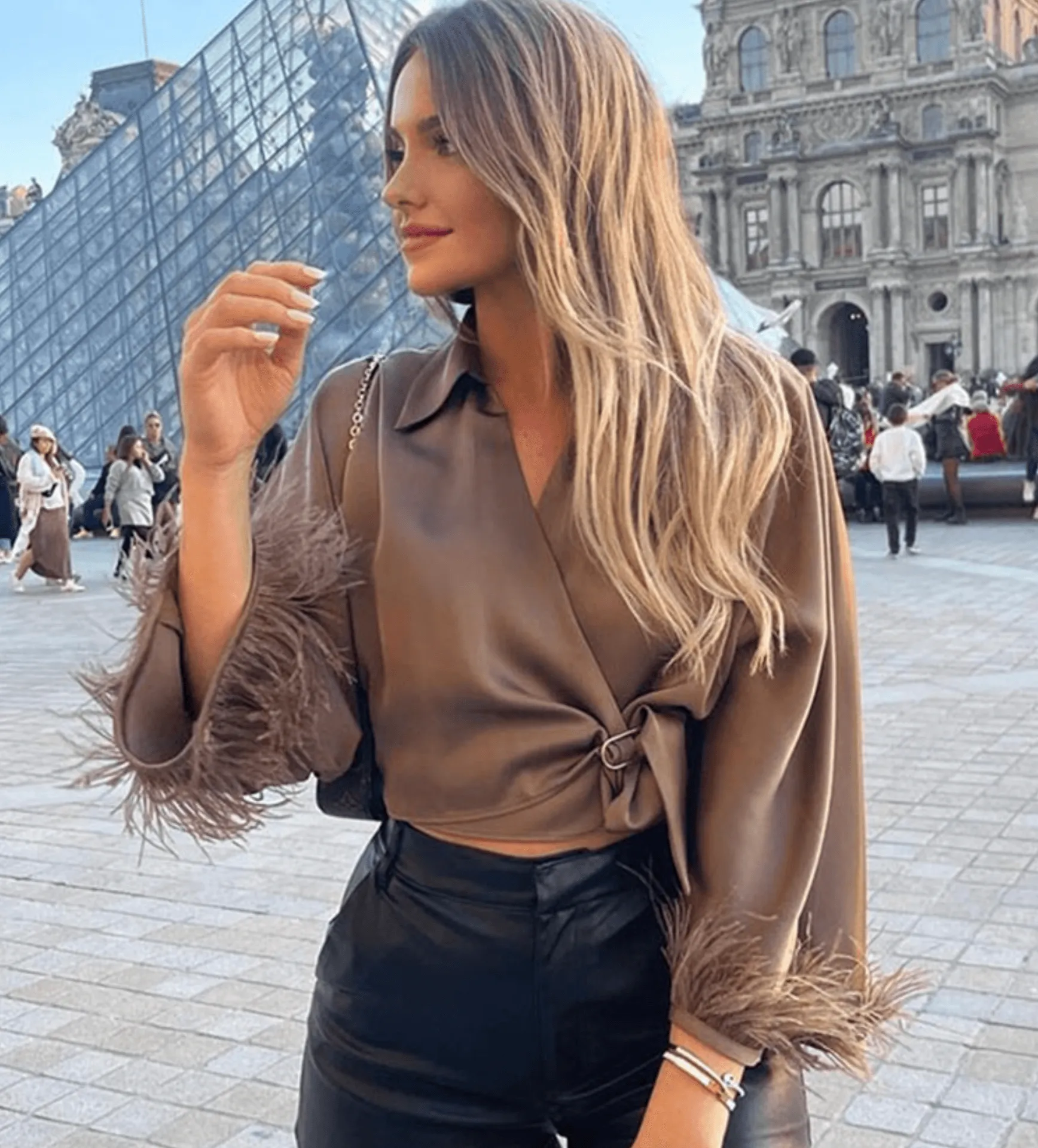 Amada® | Elegant Satin Wrap Blouse