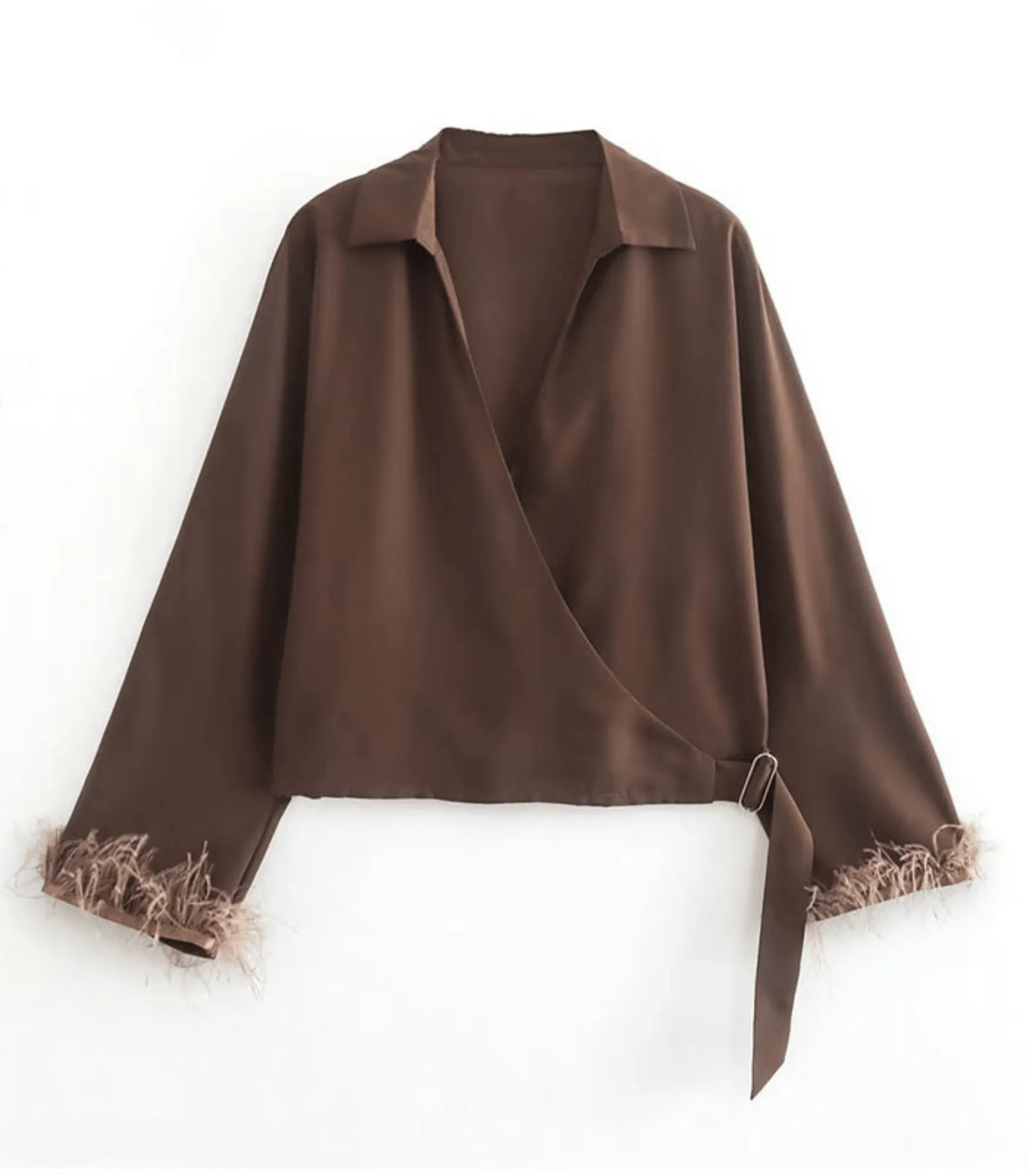 Amada® | Elegant Satin Wrap Blouse