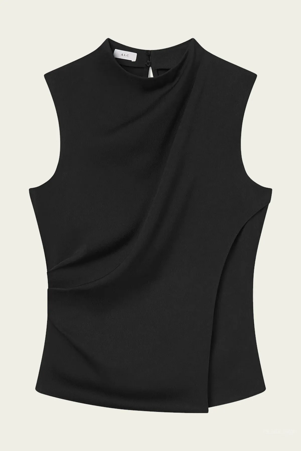 Amira Ruched Sleeveless Top in Black