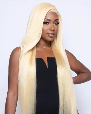 {ARABELLA LUXURY} 13x4 Lace Frontal Long Length #613 Blonde Colored Straight/Loose Body Wave Free Part Human Hair Wig