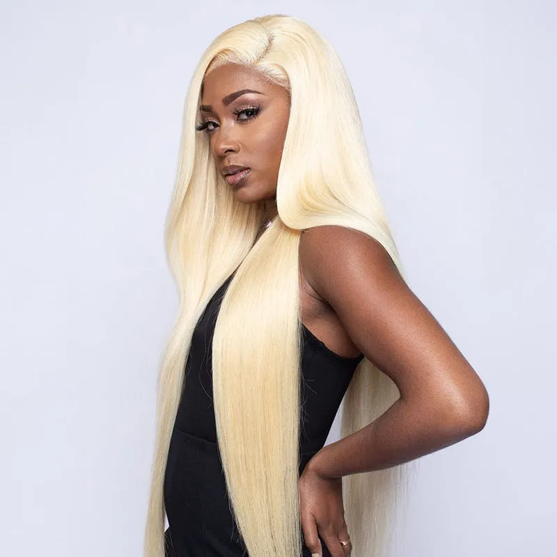 {ARABELLA LUXURY} 13x4 Lace Frontal Long Length #613 Blonde Colored Straight/Loose Body Wave Free Part Human Hair Wig