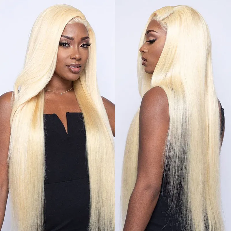 {ARABELLA LUXURY} 13x4 Lace Frontal Long Length #613 Blonde Colored Straight/Loose Body Wave Free Part Human Hair Wig