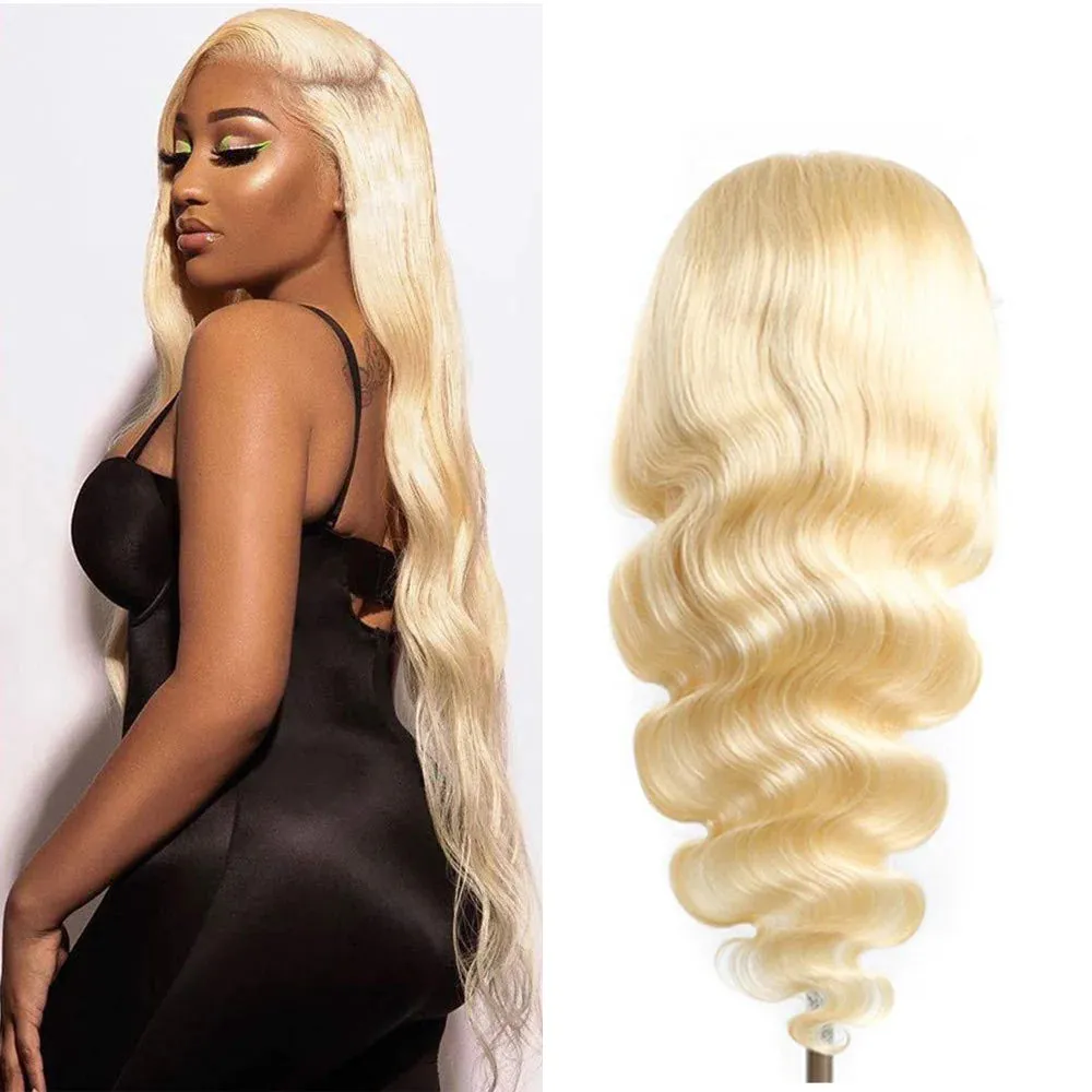 {ARABELLA LUXURY} 13x4 Lace Frontal Long Length #613 Blonde Colored Straight/Loose Body Wave Free Part Human Hair Wig