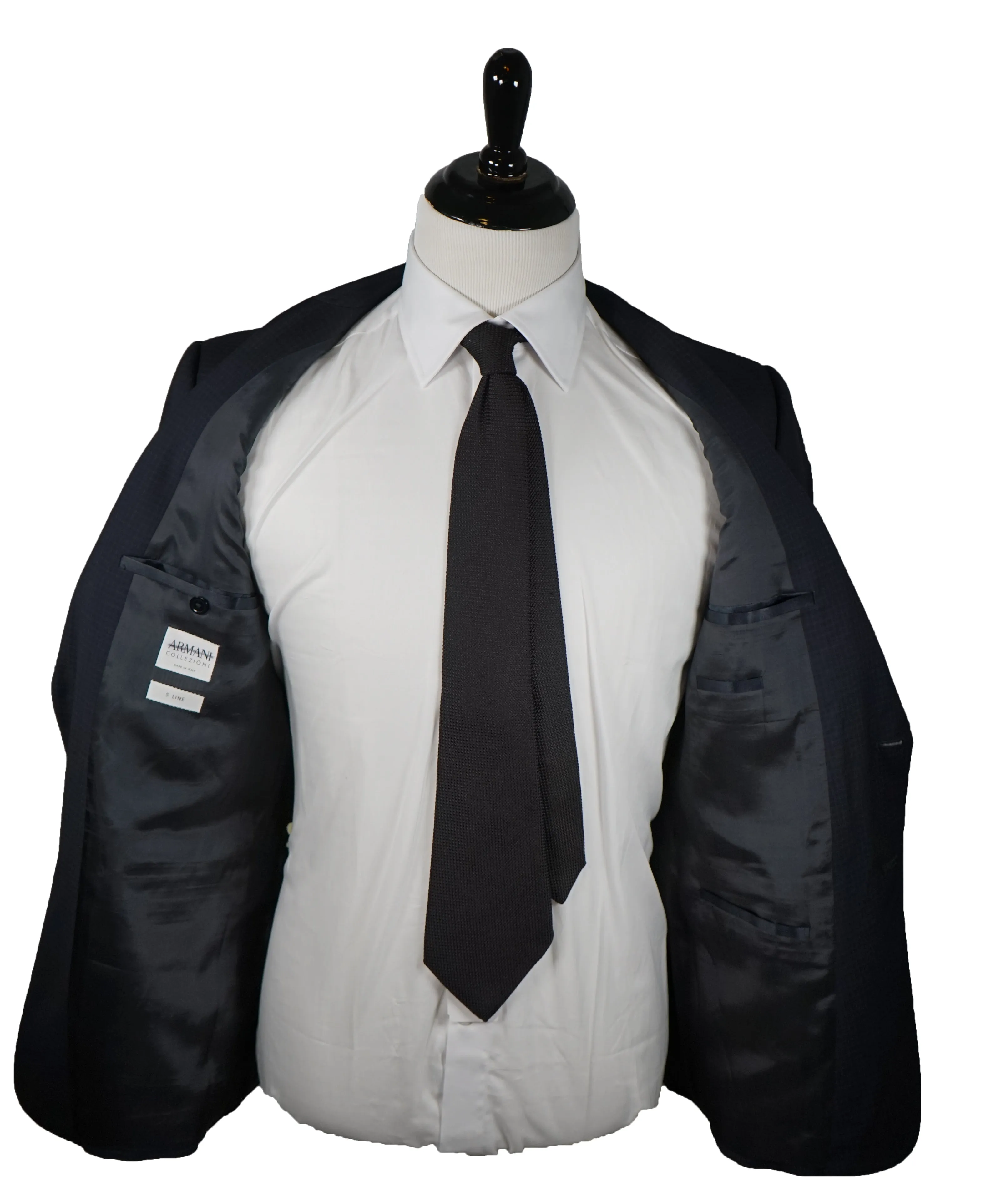 ARMANI COLLEZIONI - “S Line” Slim Tonal Blue Check Suit - 42R
