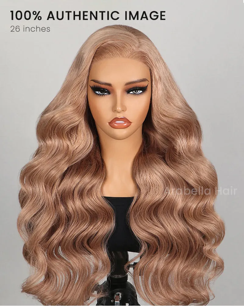 Ash Honey Blonde Color Blowout Wavy 13x4/6x5 Pre-Cut Lace Glueless Human Hair Wig with C-Part Design