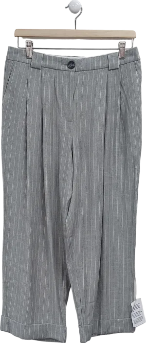 ASOS Grey Pinstripe Cropped Trousers UK 10