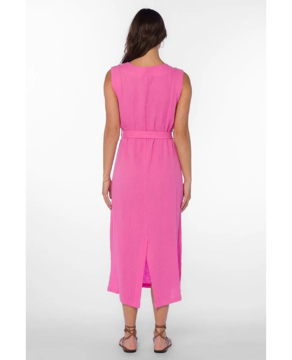Aurelle Sleeveless Pink Midi Dress