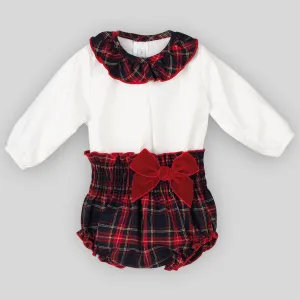Baby Girls 2 Piece Red Tartan Jam Pant Set - Calamaro 17901