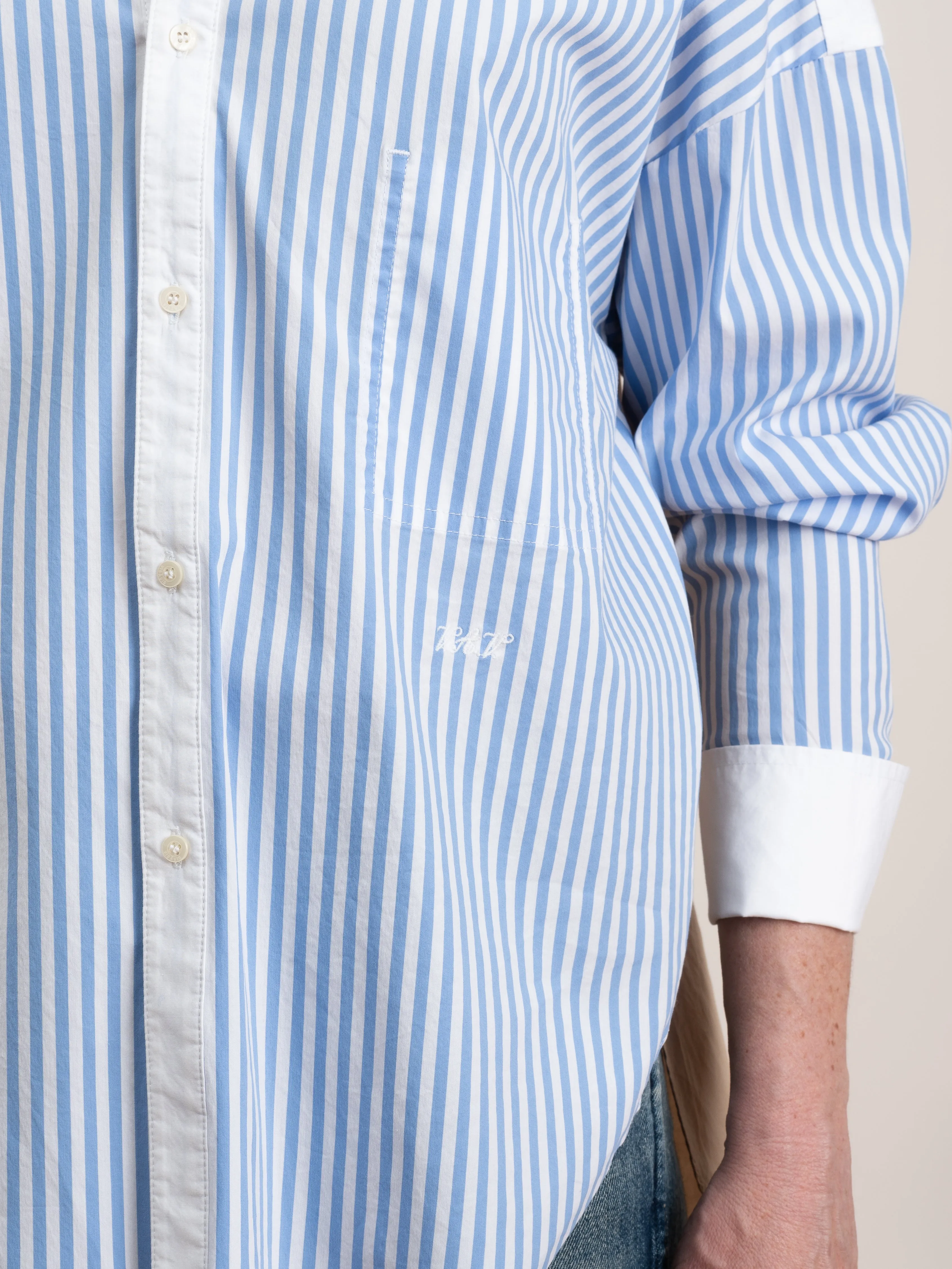 banded collar shirt - tricolor