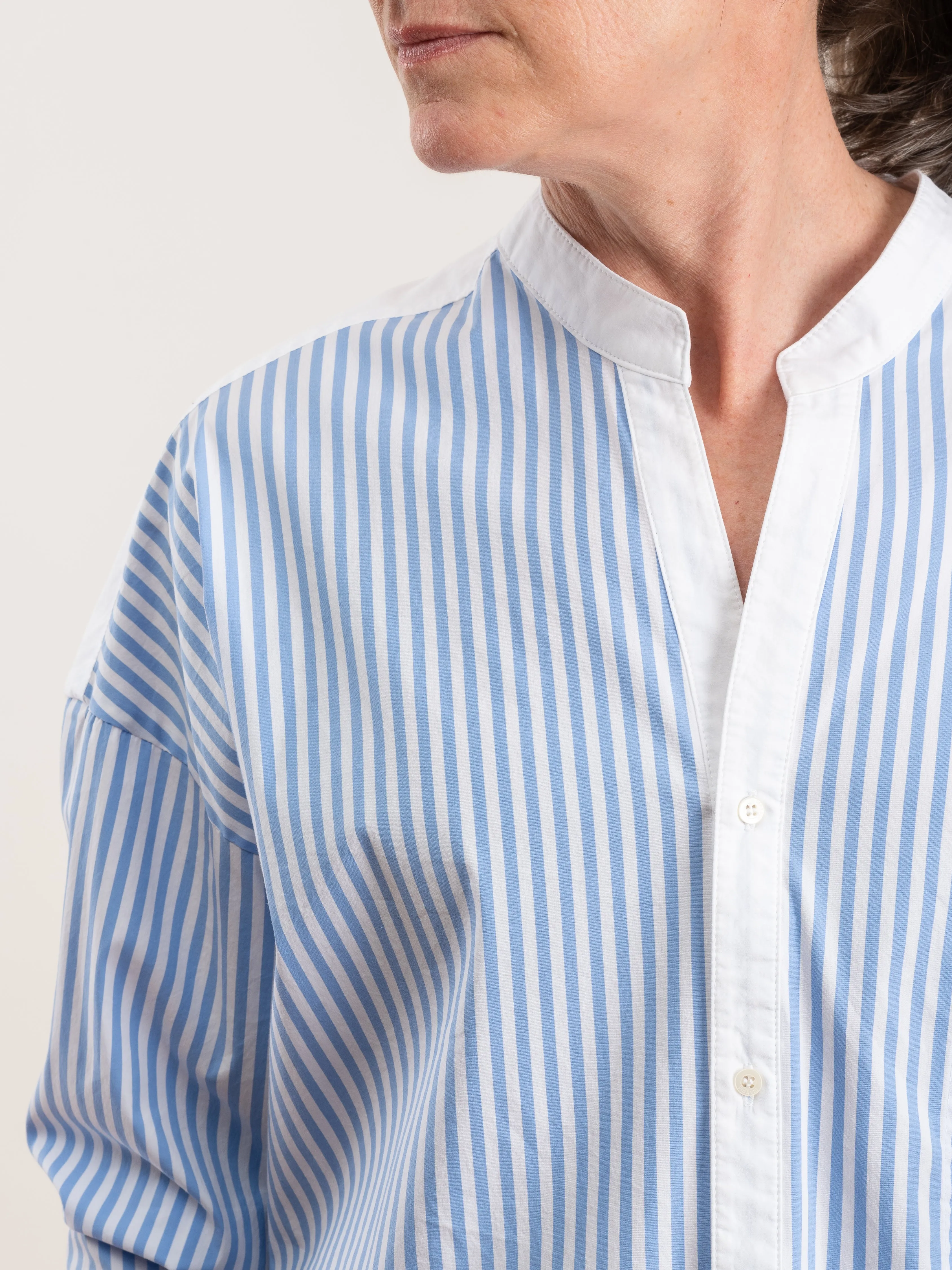 banded collar shirt - tricolor