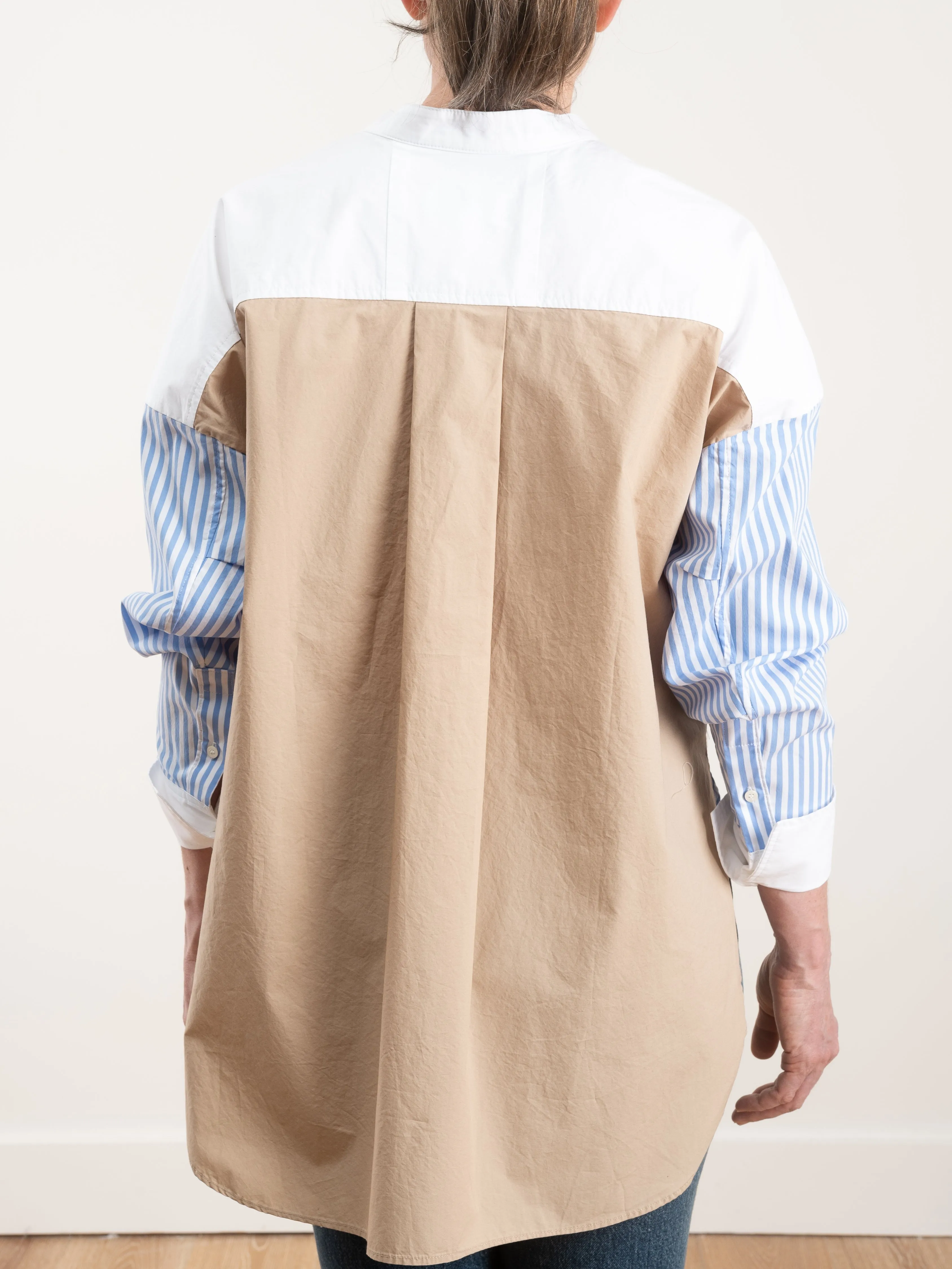 banded collar shirt - tricolor