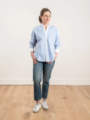 banded collar shirt - tricolor