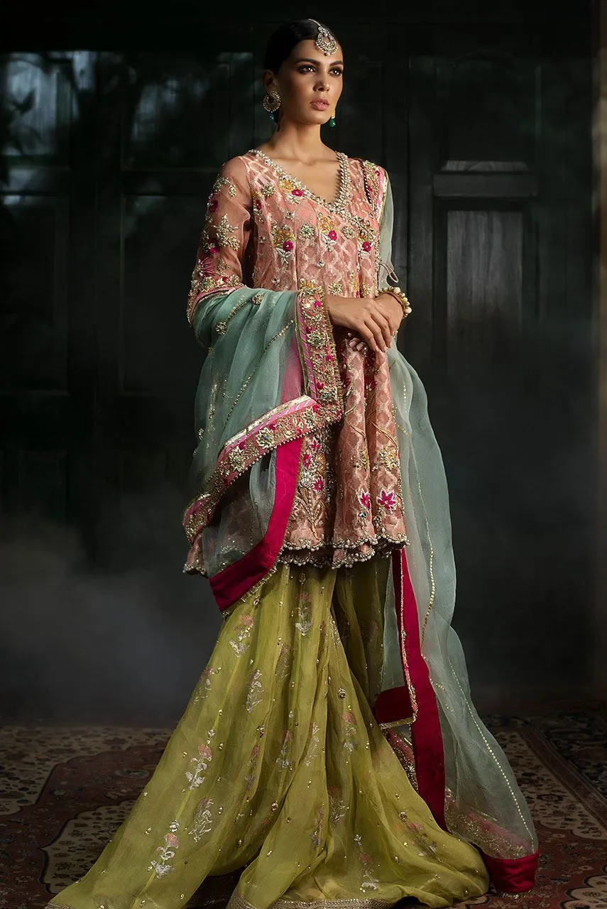 Beautiful designer mehndi outfit embroidered in pink color # B3419