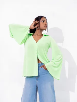 Bell Sleeve Button Down Top