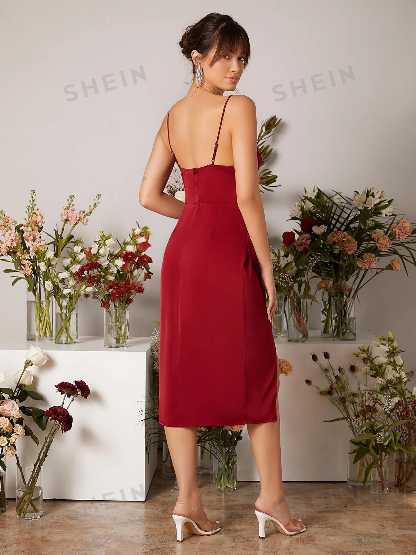 Belle Split Thigh Wrap Detail Bridesmaid Dress