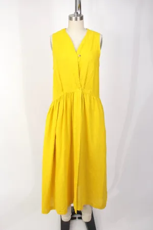 Black Crane Linen Midi Dress