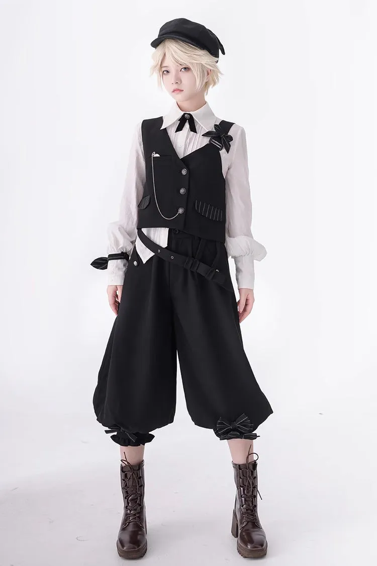Black Secret Morning Paper Ouji Fashion Lolita Cropped Pants