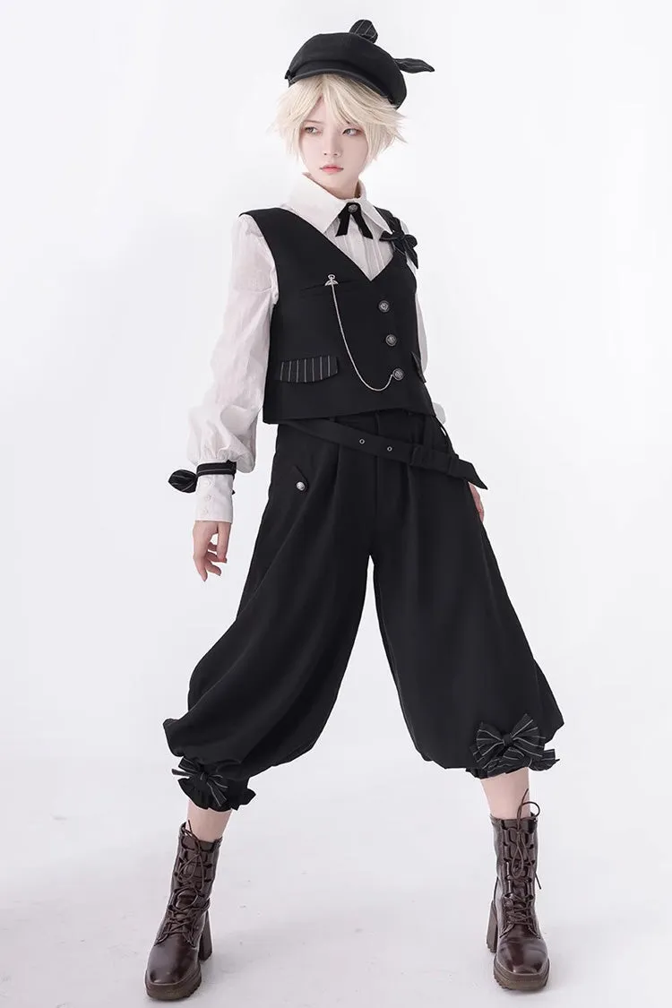 Black Secret Morning Paper Ouji Fashion Lolita Cropped Pants