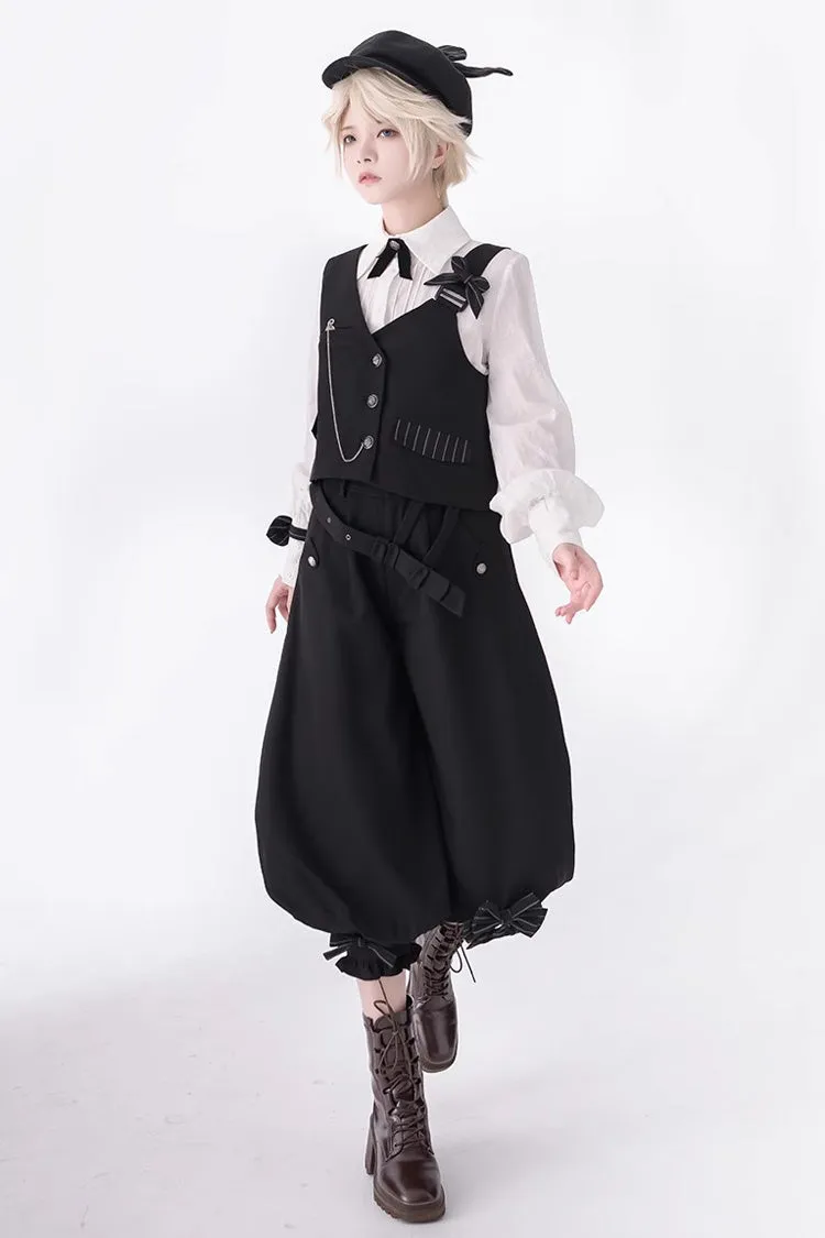 Black Secret Morning Paper Ouji Fashion Lolita Cropped Pants