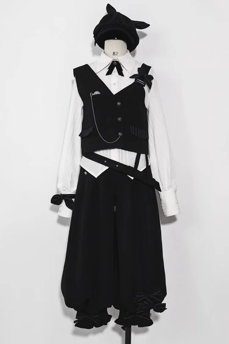 Black Secret Morning Paper Ouji Fashion Lolita Cropped Pants