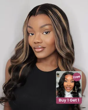 Bogo Sale | 6x5 Lace Highlight Color Body Wave 18inches 6-Inches Deep Lace Natural Color Loose Wave Bob 14inches