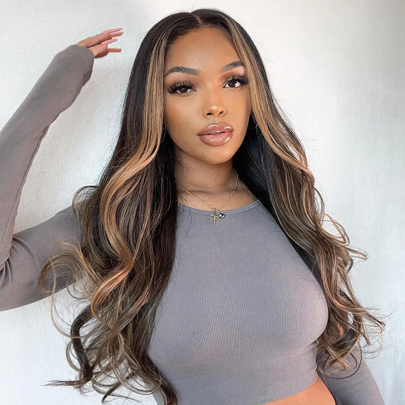 Bogo Sale | 6x5 Lace Highlight Color Body Wave 18inches 6-Inches Deep Lace Natural Color Loose Wave Bob 14inches