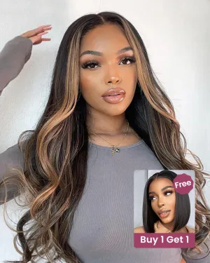Bogo Sale | 6x5 Lace Highlight Color Body Wave 18" 6-Inches Deep Lace Natural Color Straight Bob 12"